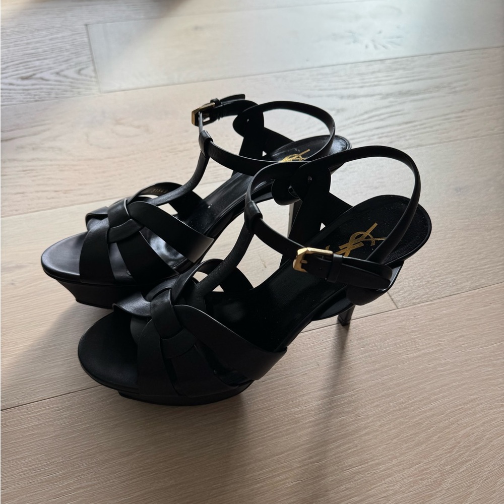 Yves Saint Laurent Black Strappy Heels